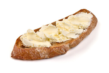 Bread with Cream Cheese, isolated on white background