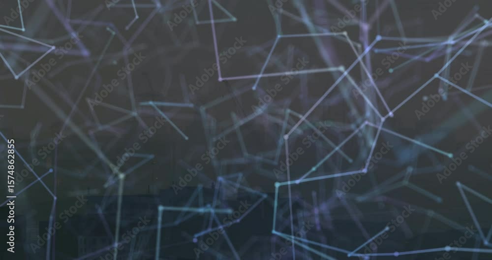 Poster faint points scattering dark backdrop starting nodes linking and pulsing visualizing data mesh