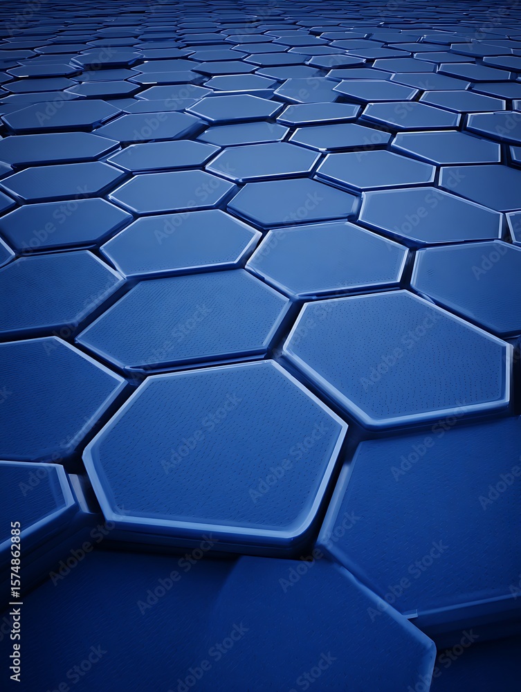 Poster abstract blue hexagonal tile pattern structure