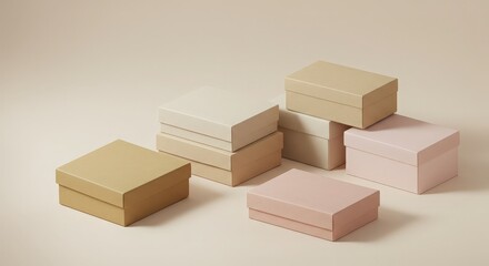 Elegant Minimalist Gift Boxes Arrangement on Neutral Background