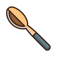 Simple flat design of a spoon with a blue handle