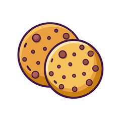 Two round chocolate chip cookies with a deliciously sweet appearance