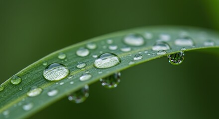 Close-Up of Water Droplets on Green Leaf Surface in Nature