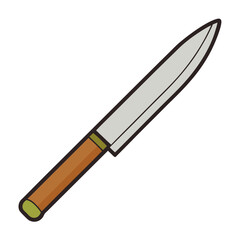 Stylized illustration of a kitchen knife with wooden handle