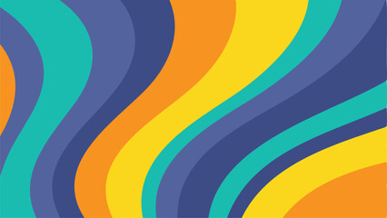 Abstract background with wavy lines in shades of blue teal orange and yellow creating a dynamic pattern