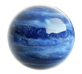 A blue planet with a blue and white swirl pattern