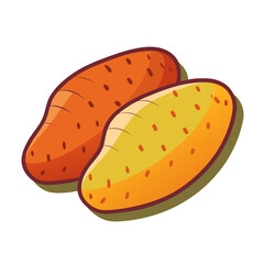 Two vibrant sweet potatoes with distinct orange and yellow hues