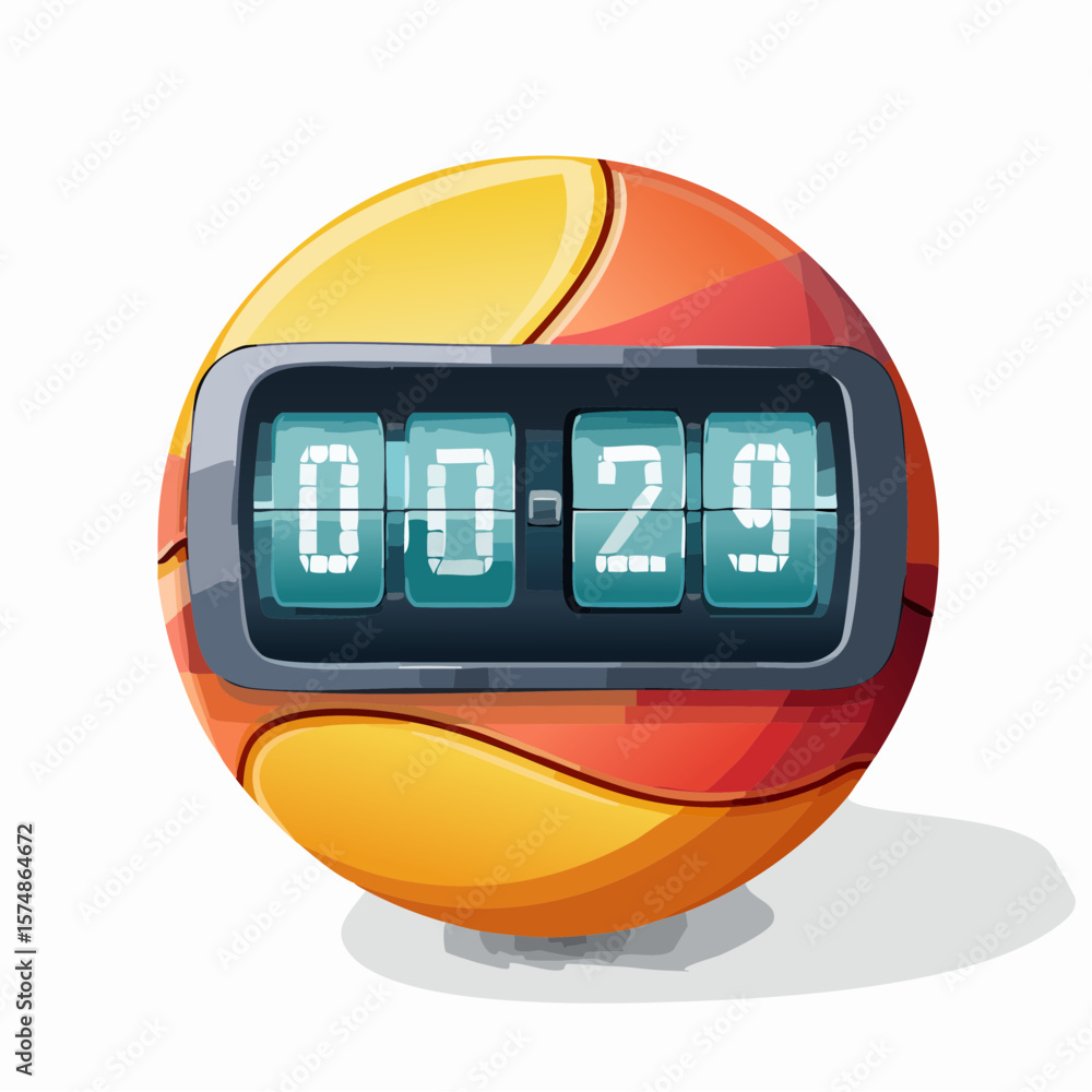 Poster digital clock displaying time zero twenty enclosed in abstract orb