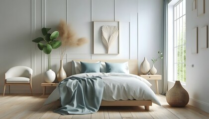Modern Minimalist Bedroom Interior Design With Large Window and Natural Light