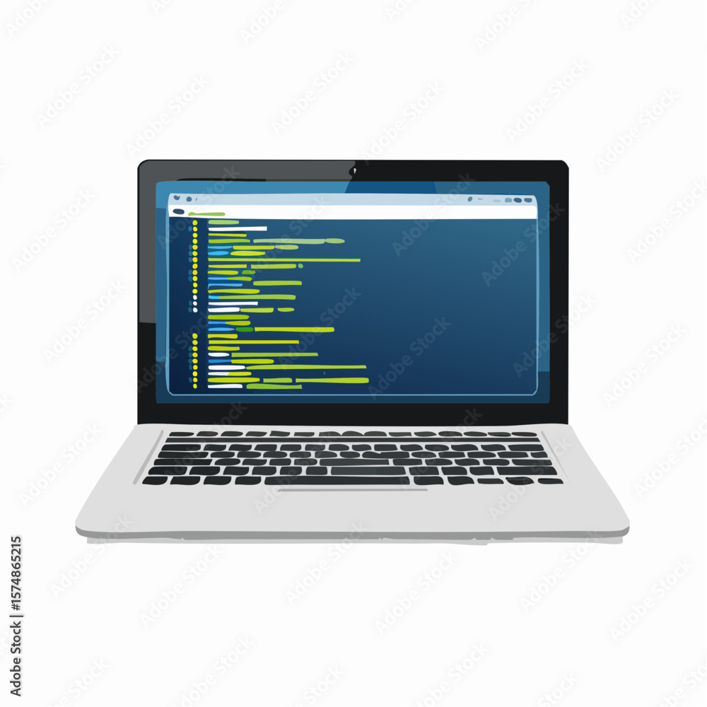Poster laptop displaying code a detailed illustration of software development