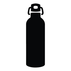 Black Water Bottle Silhouette Icon – Vector Illustration