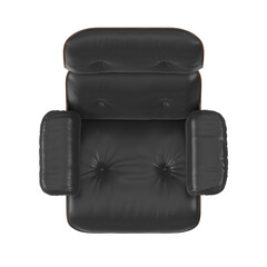 Iconic Mid-Century Modern Lounge Chair with Black Leather and Molded Wood Shell, Top View
