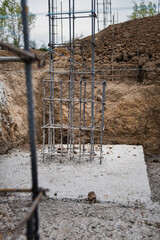 Corrugated rod element of construction known as dado, construction elements of a building foundation