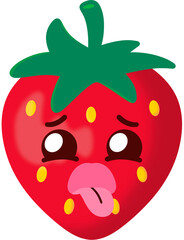 Red Strawberry Disgusting Face Cartoon