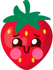 Red Strawberry Shy Face Cartoon