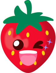 Red Strawberry Wink Face Cartoon