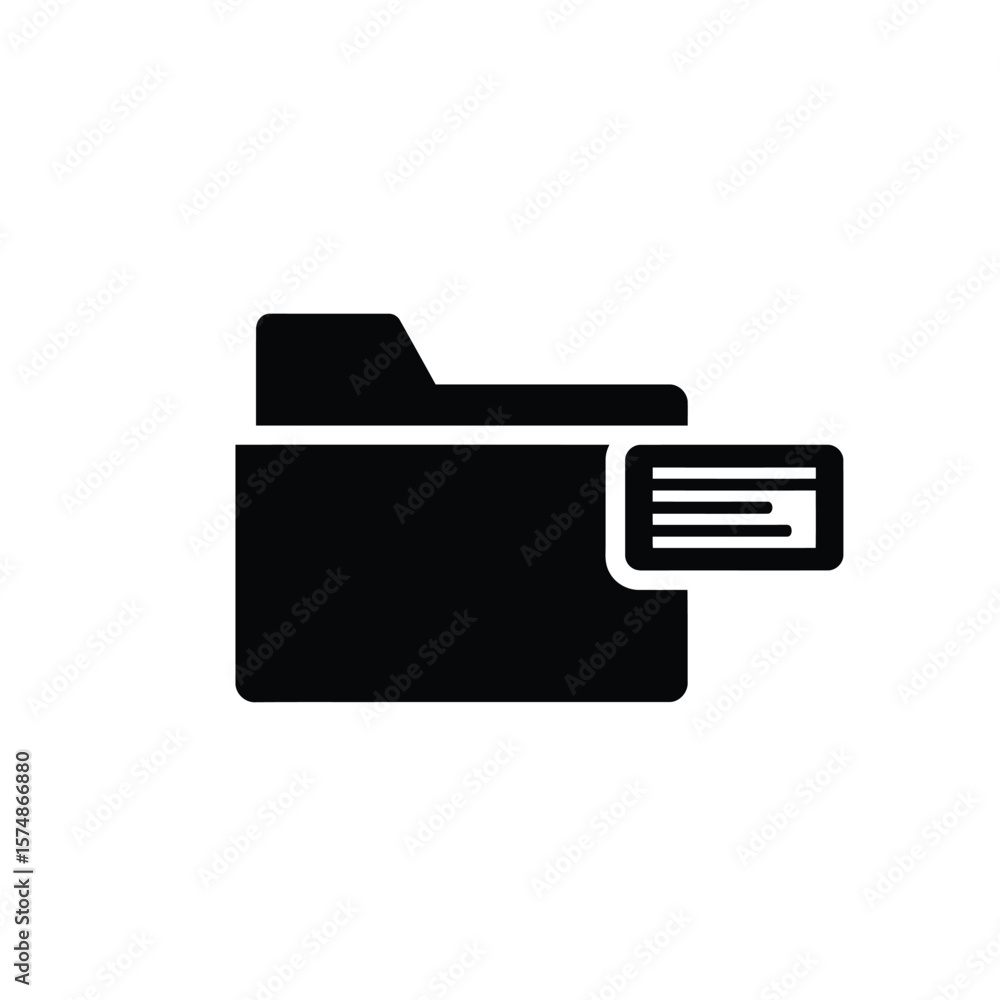 Poster black folder icon with tab on white background vector