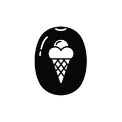 Black silhouette of kiwi fruit with ice cream cone