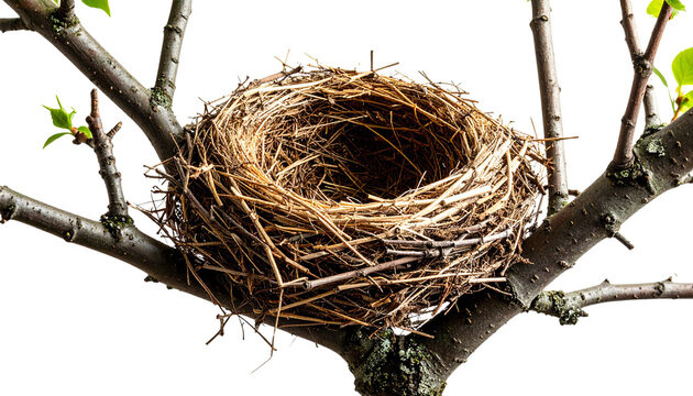 bird nest on a tree isolated on transparent background png file editing element 