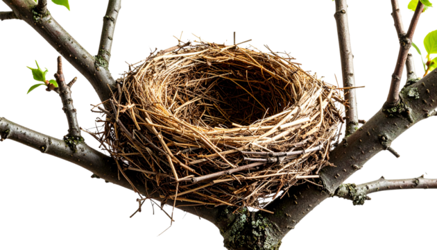 bird nest on a tree isolated on transparent background png file editing element 