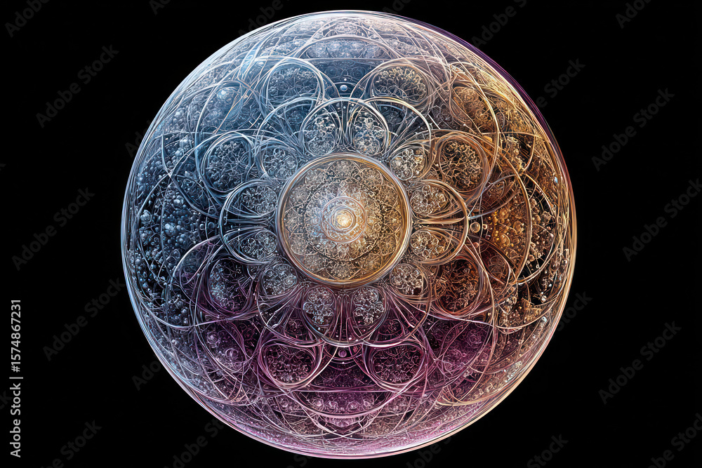Poster colorful overlapping circles create a delicate balance of form and light, captivating viewers with i