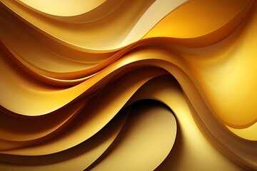 Abstract Golden Waves Flowing Fabric Texture with Soft Light and Shadow