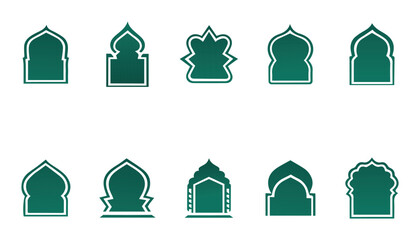 Islamic Arch Frame Vector Set – Arabic Window, Mosque Door, Ornament and Badge Icons