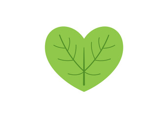 HeartShaped Green Leaf with Veins NatureInspired Design Element.