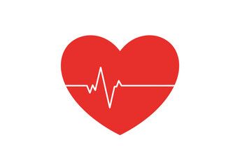 Red Heart with White Electrocardiogram Line Medical Symbol Health Concept 1.