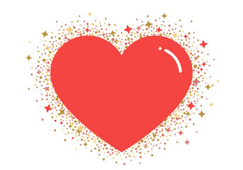 Vibrant Red Heart with Confetti Burst Love and Celebration Icon.