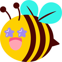 Bee Excited Face Cartoon