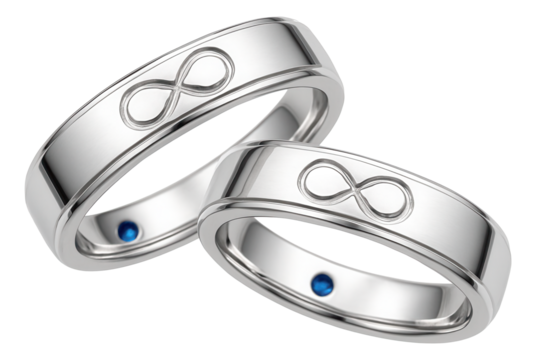 Matching sterling silver rings with engraved infinity symbols