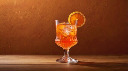 Aperol Spritz Cocktail with Orange Slice Copy Space
