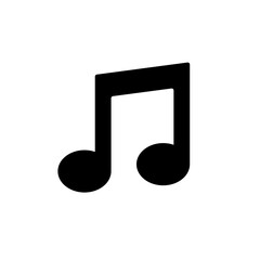 A black musical note icon created for digital use, symbolizing rhythm, harmony, and the joy of music, suitable for various artistic and educational contexts