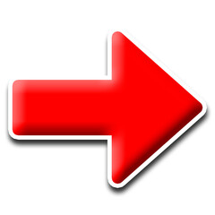 Red Right Arrow Direction Icon PNG with Glossy Effect