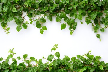 Elegant Green Vines Border on a Clean White Background Creates Visual Harmony