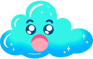 Cloud Surprised Face Cartoon