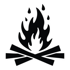 Campfire Silhouette Icon for Outdoor and Adventure Designs