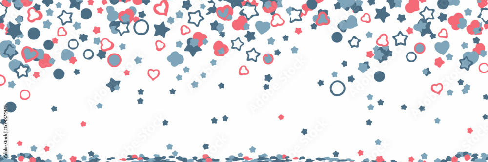 Poster floating confetti with different shapes on white background