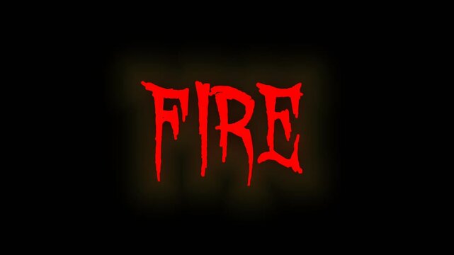 Animated "FIRE" text with horror themed glowing effect on a dark background. Creepy and bold visual for thriller or Halloween content.