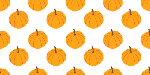 Autumn pumpkin pattern vector design in flat style. Hand drawn illustration perfect for seasonal banners and social media