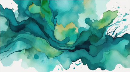 Abstract blue watercolor world map background with artistic ocean and sky elements