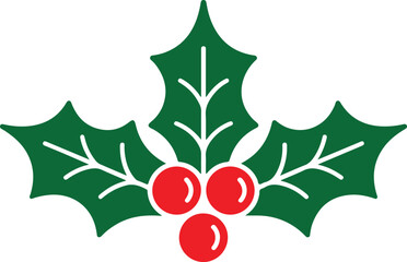 Christmas holly berry leaves. Christmas mistletoe icon. Cartoon holly leaves and berries. Mistletoe icon. Christmas Holly berry icon