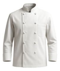 Traditional white chef's jacket with mandarin collar and knotted buttons