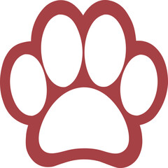 Red animal paw print icon in flat minimalist vector style on white background © Cihat