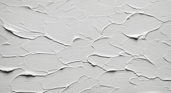 Close up of thick white paint strokes creating a textured abstract background surface art design - Powered by Adobe