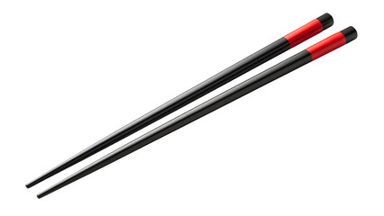 Black and red chopsticks isolated on white
