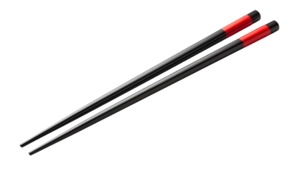 Black and red chopsticks isolated on white
