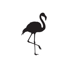 Flamingo silhouette vector flat illustration on white background.
