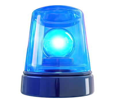 Blue siren light isolated on transparent background